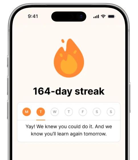 Streaks and progress tracking to make every minute count