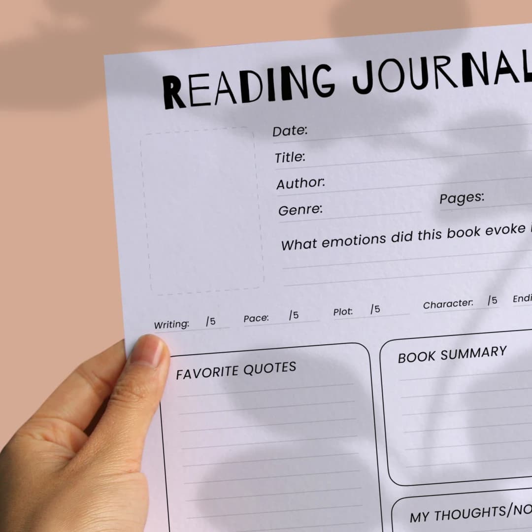 Reading journal template printable