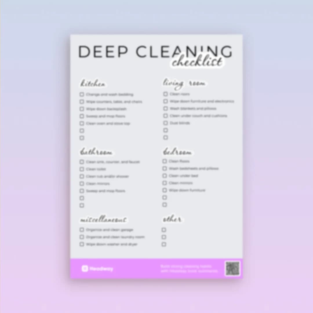 Printable deep cleaning checklist free