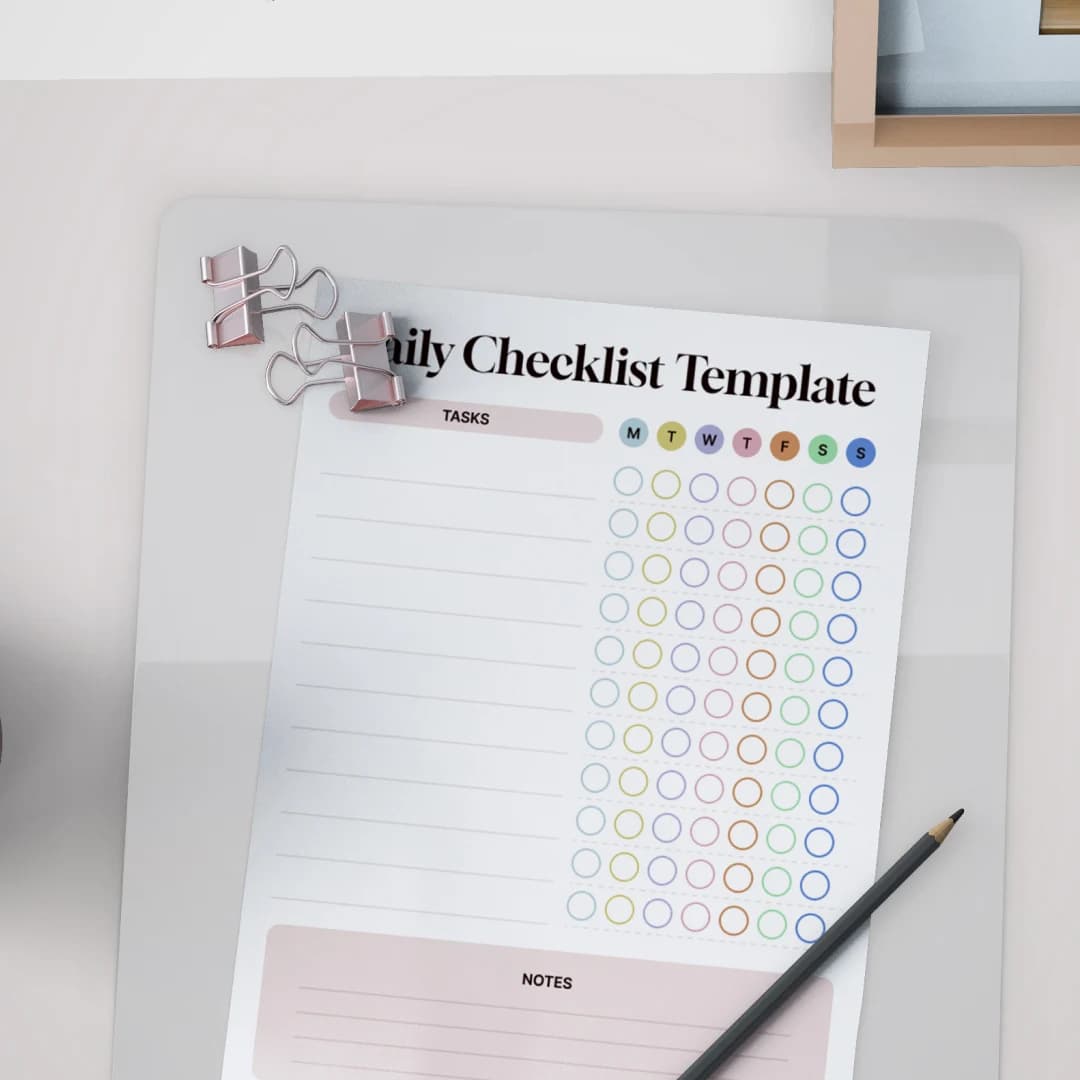Daily checklist template printable