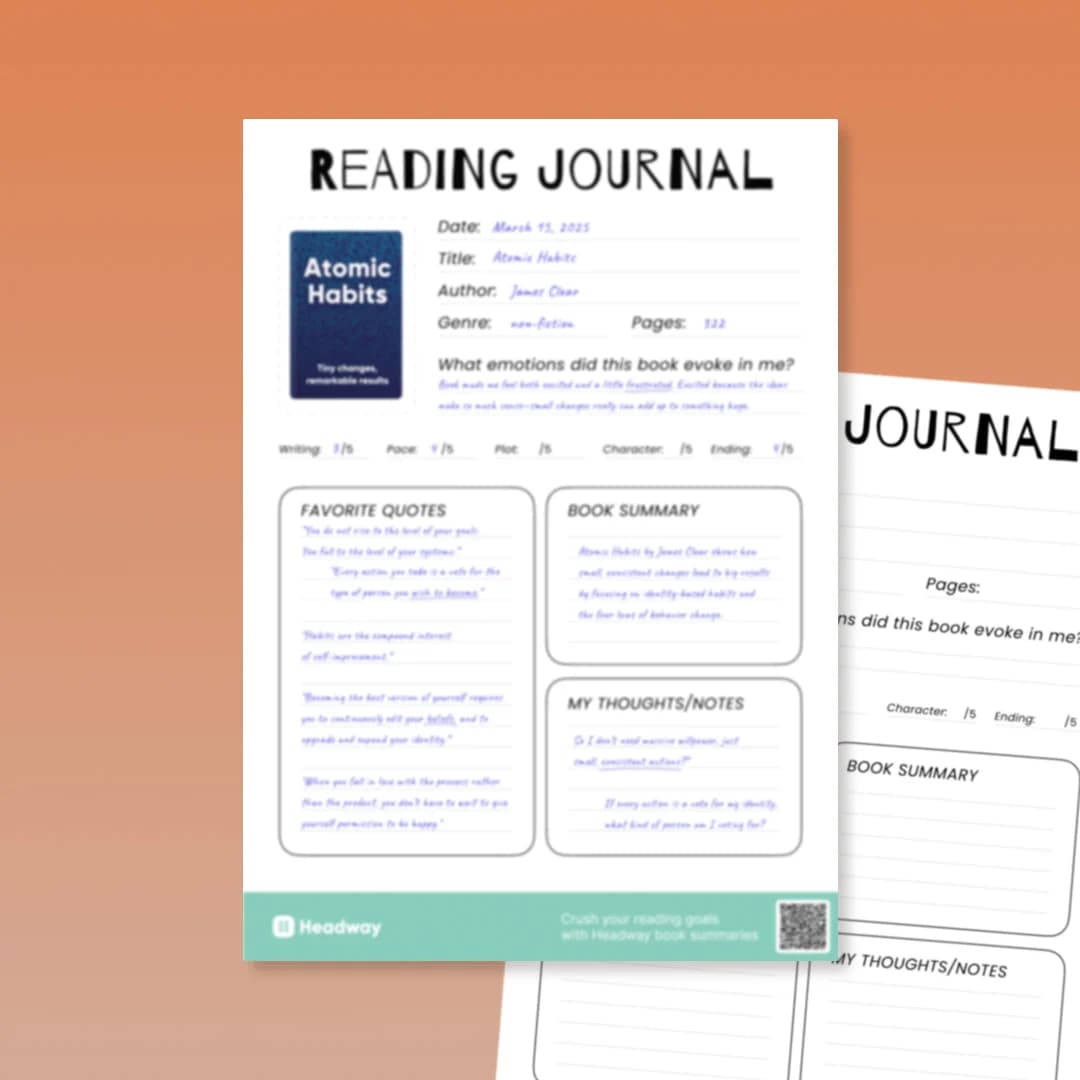 Printable reading journal template free
