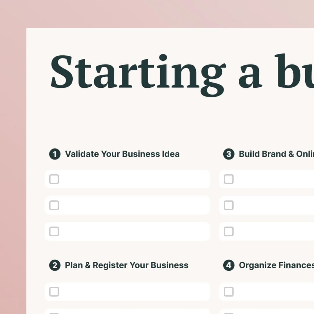 Free starting a business checklist printable