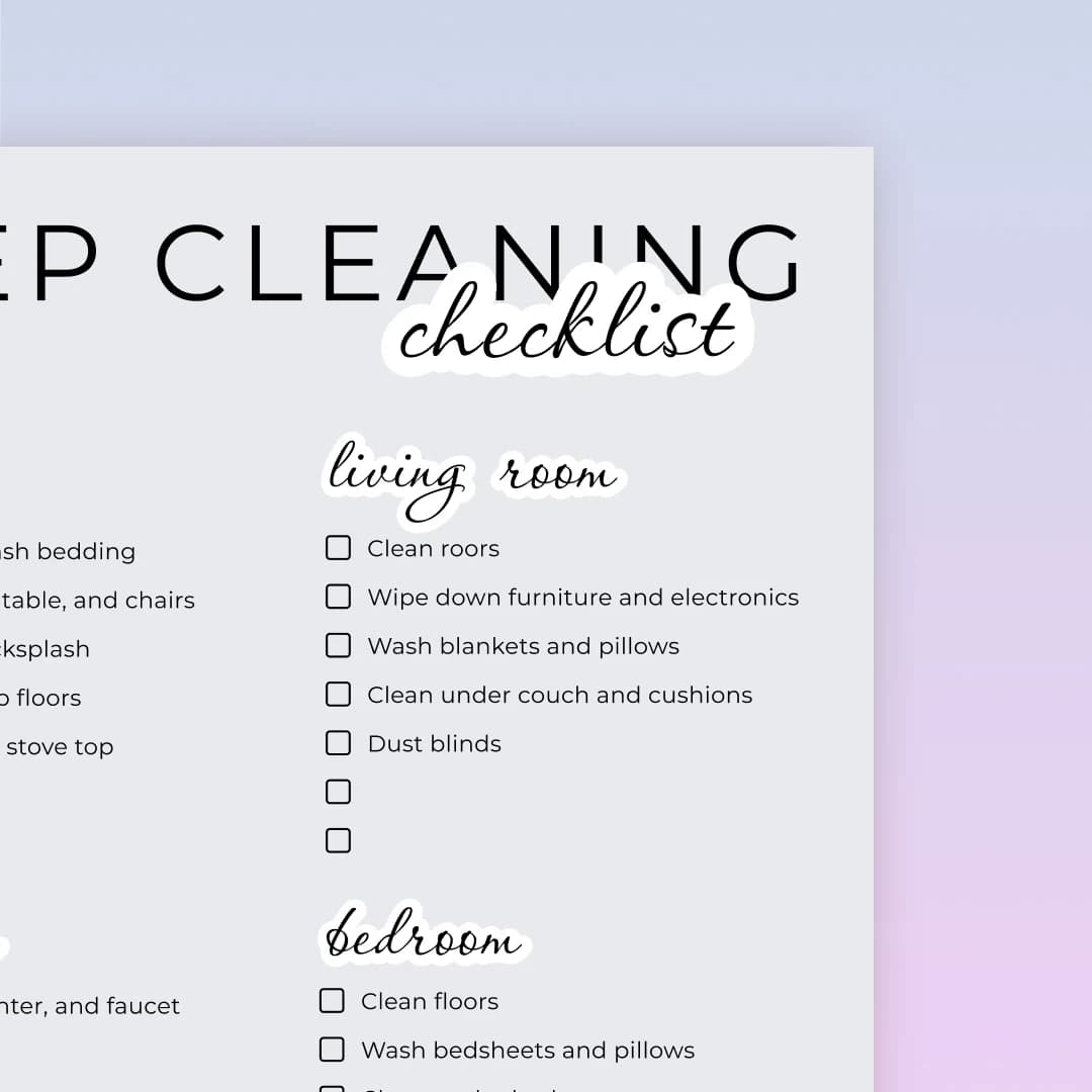 Free deep cleaning checklist printable