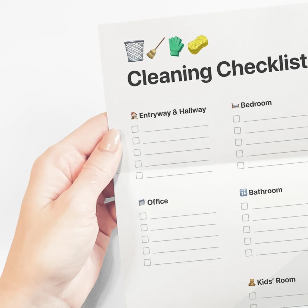 Cleaning checklist printable