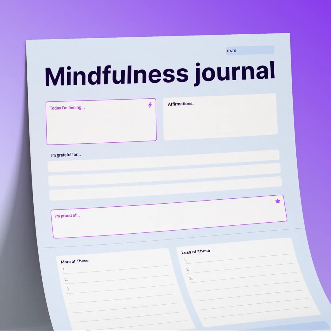 Mindfulness journal free template
