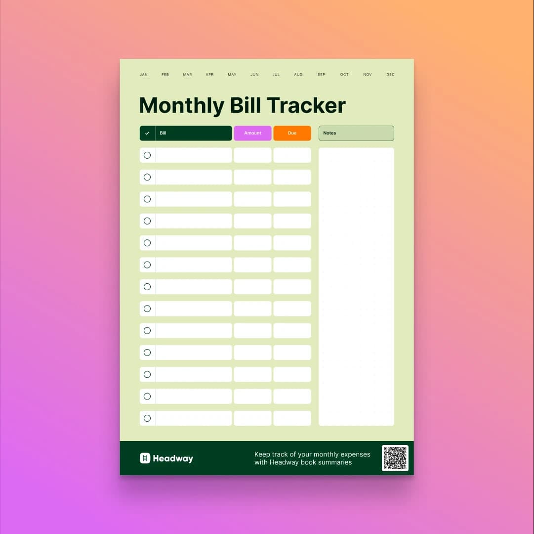 Bill tracker printable free download
