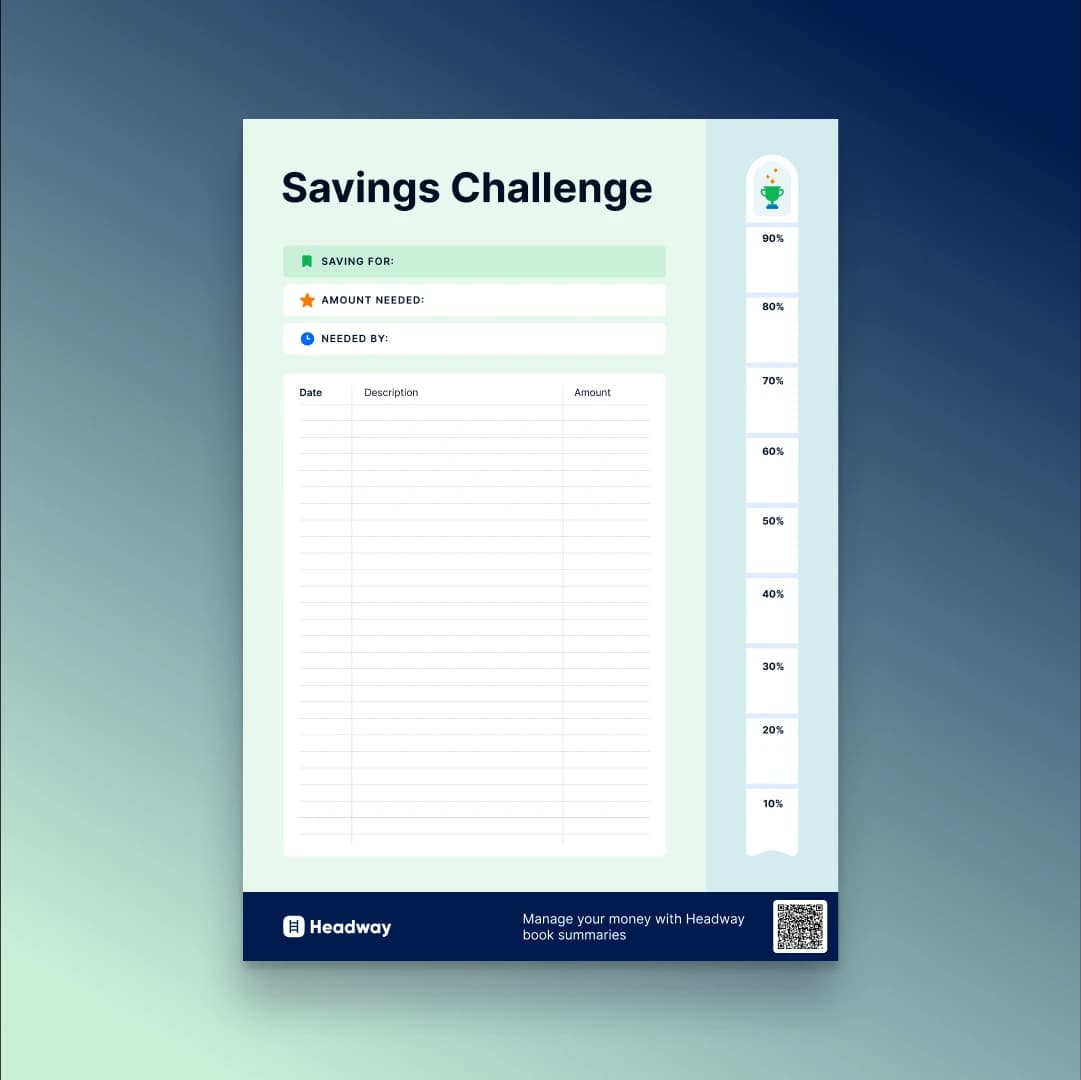 Monthly savings challenge printable pdf