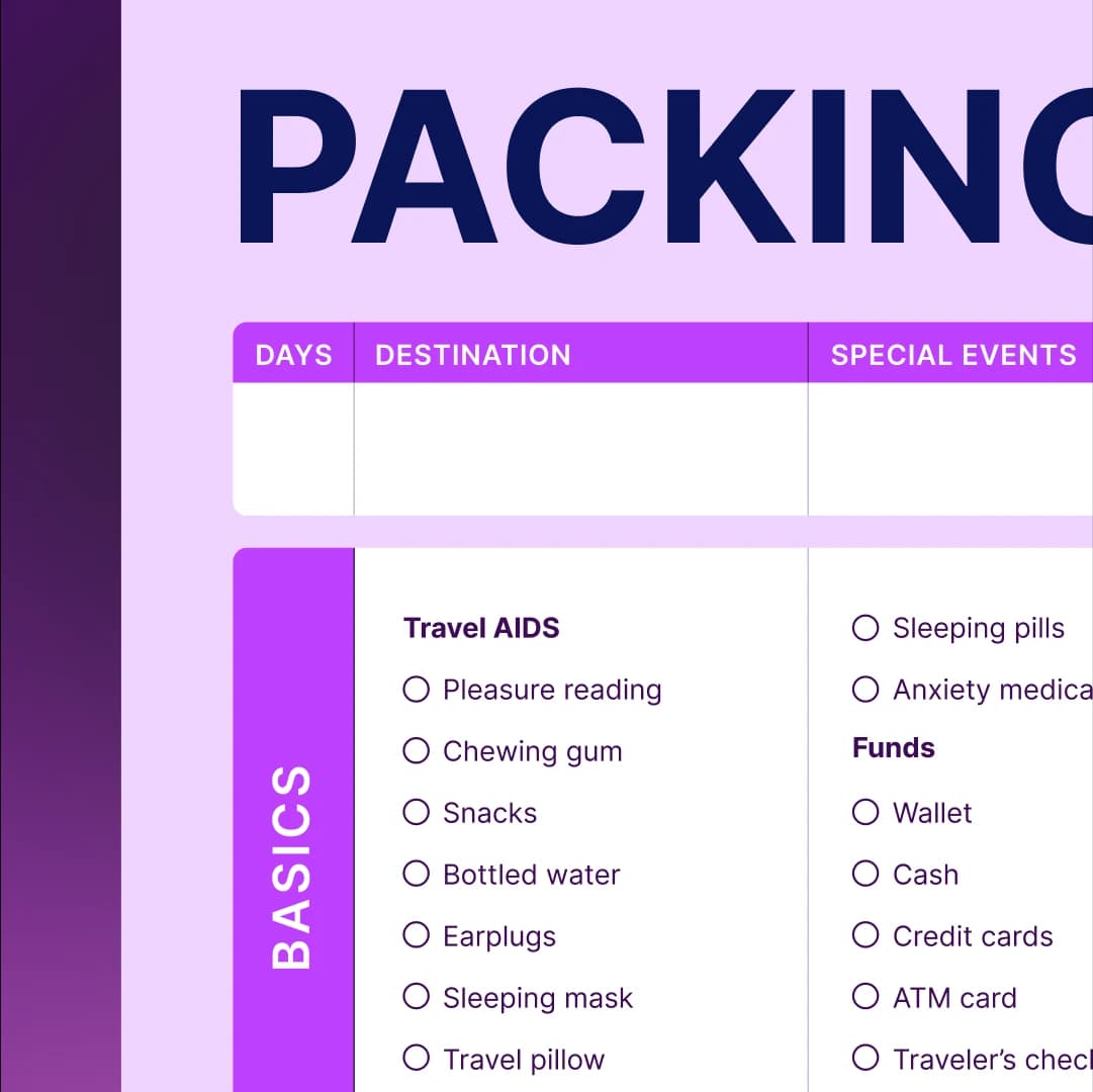 free packing checklist printable