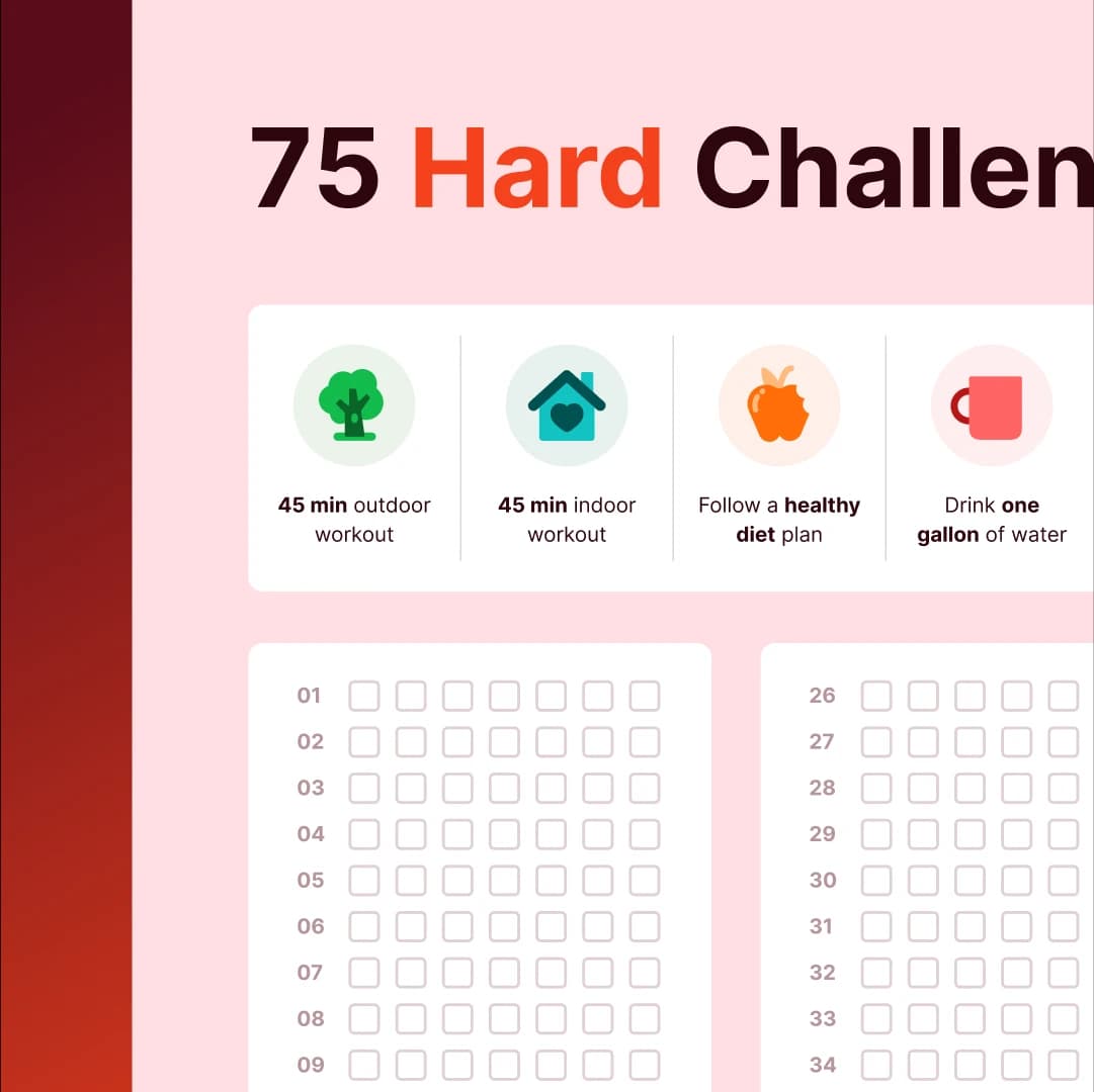 75 hard challenge free printable