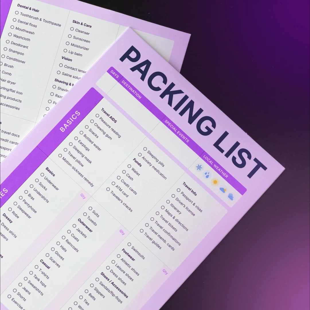 Printable packing list pdf