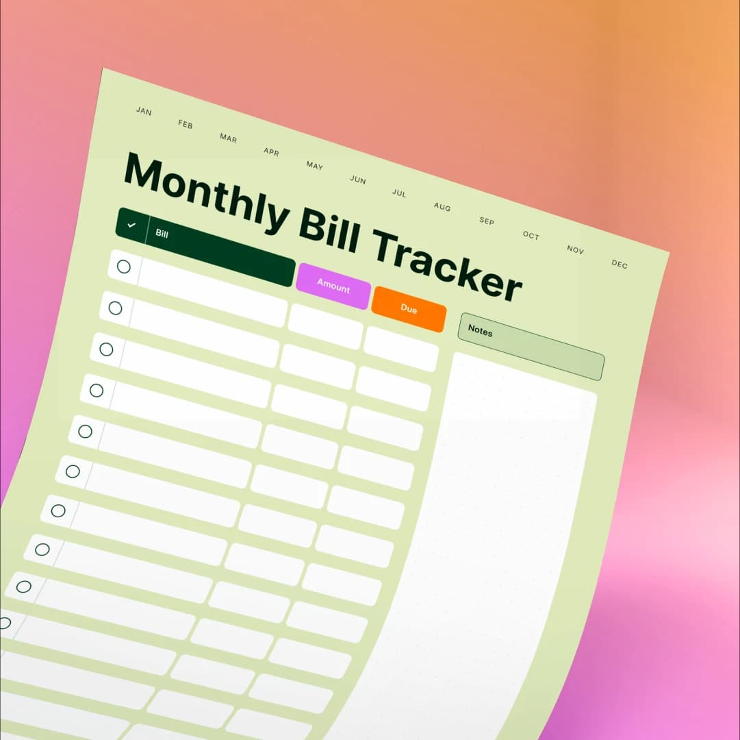 Bill tracker printable free pdf