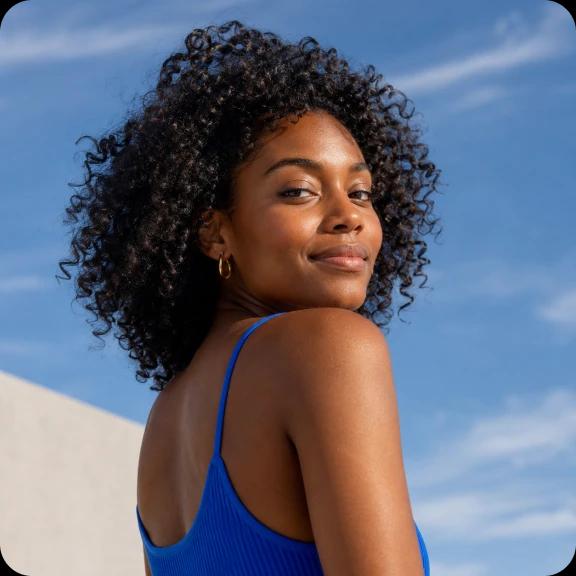A confident black skinned woman