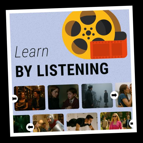 Scenes from movies in a row and a film strip