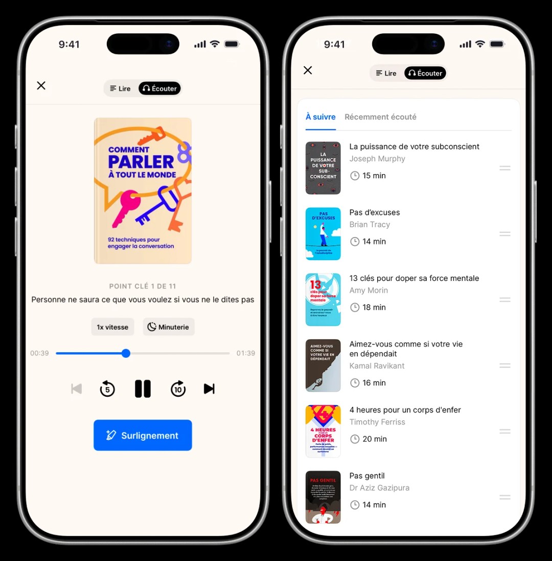 Meilleure application de résumés de livres — application qui résume des livres pour apprendre rapidement et se développer, Headway