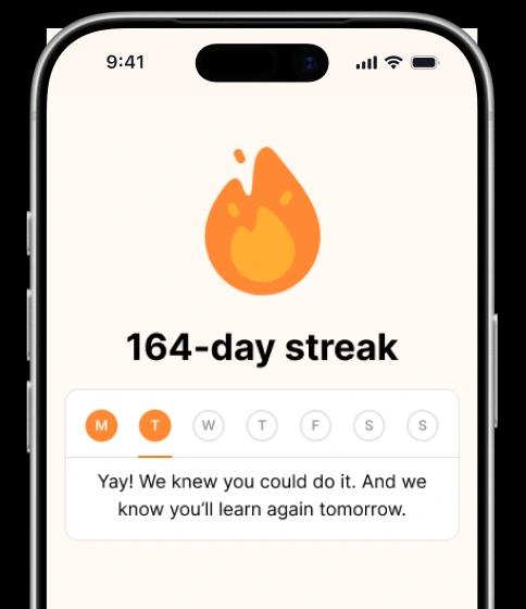 Streaks and progress tracking to make every minute count