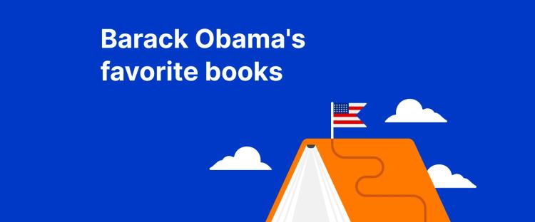 An open book with US flag on the top of it with clouds behind representing Barack Obama's favorite books