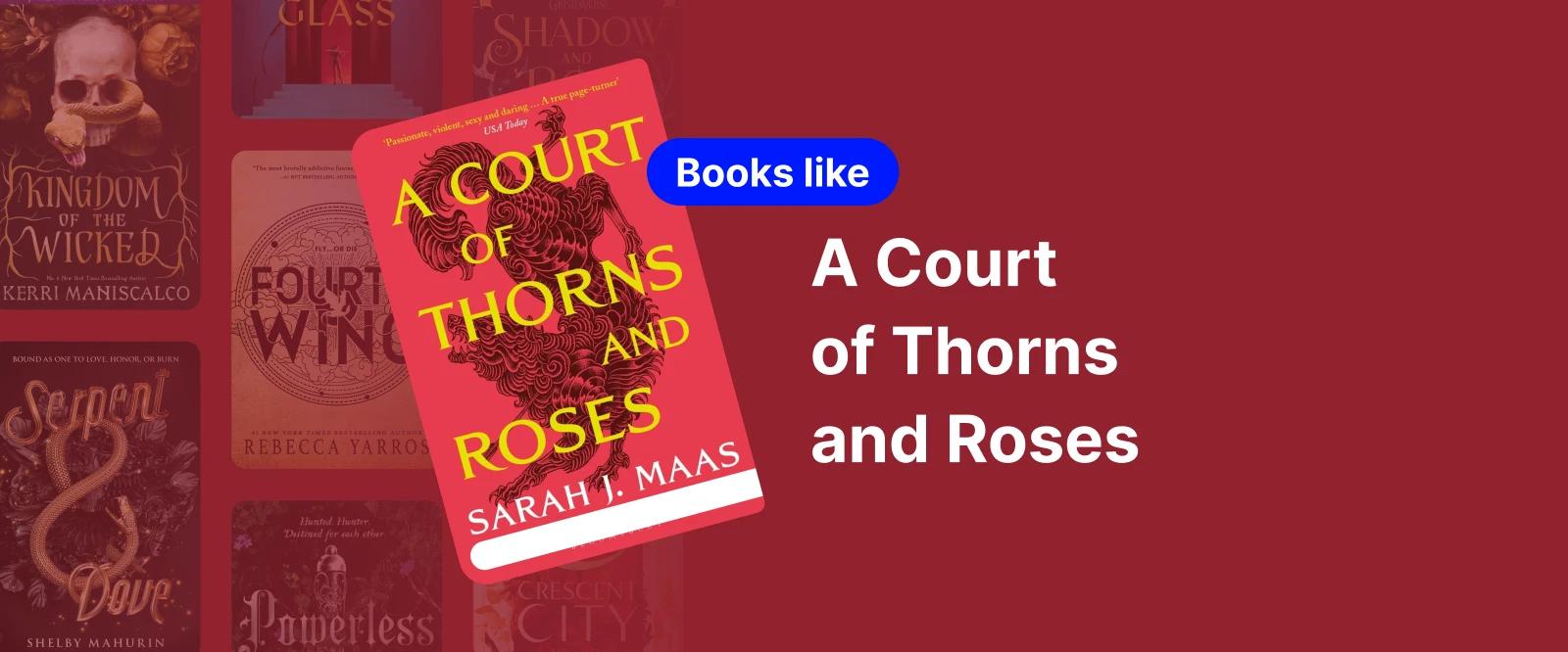 book cover of a court of thorns and roses by sarah j maas with a vibrant red design and bold typography  1x