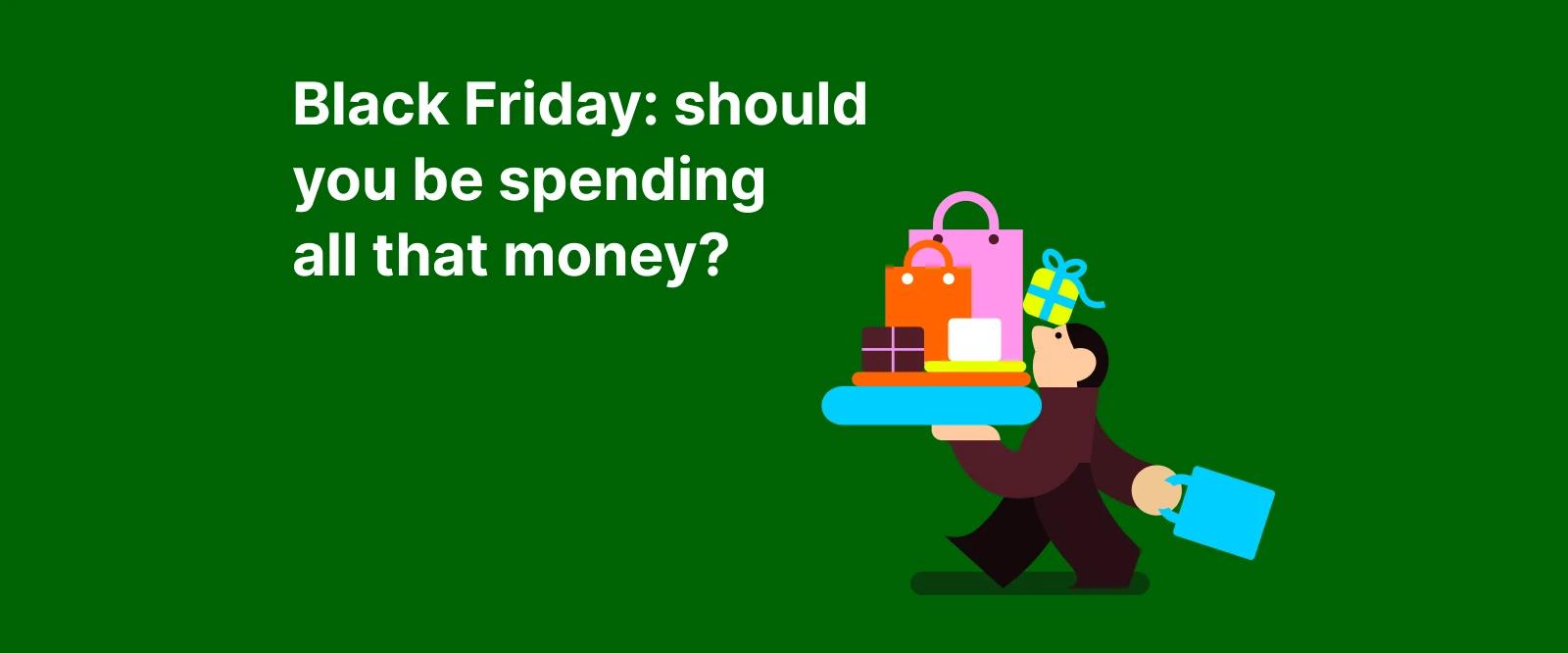 A man with huge amount of packages in his hands is walking representing black friday