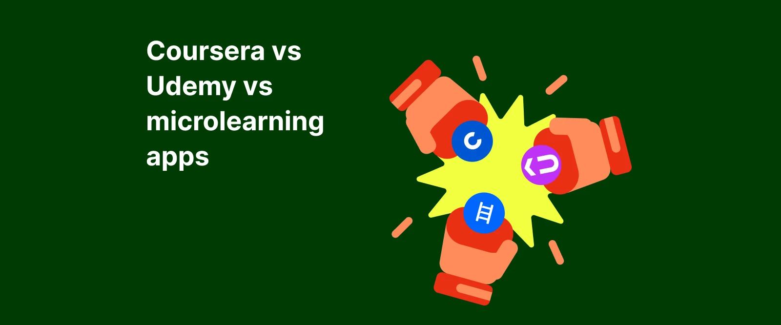 Boxers gloves with a splash inside illustrating Coursera vs Udemy vs microlearning apps