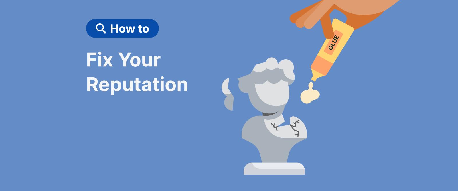 how to fix your reputation A hand holds a shield with a lion reputation management