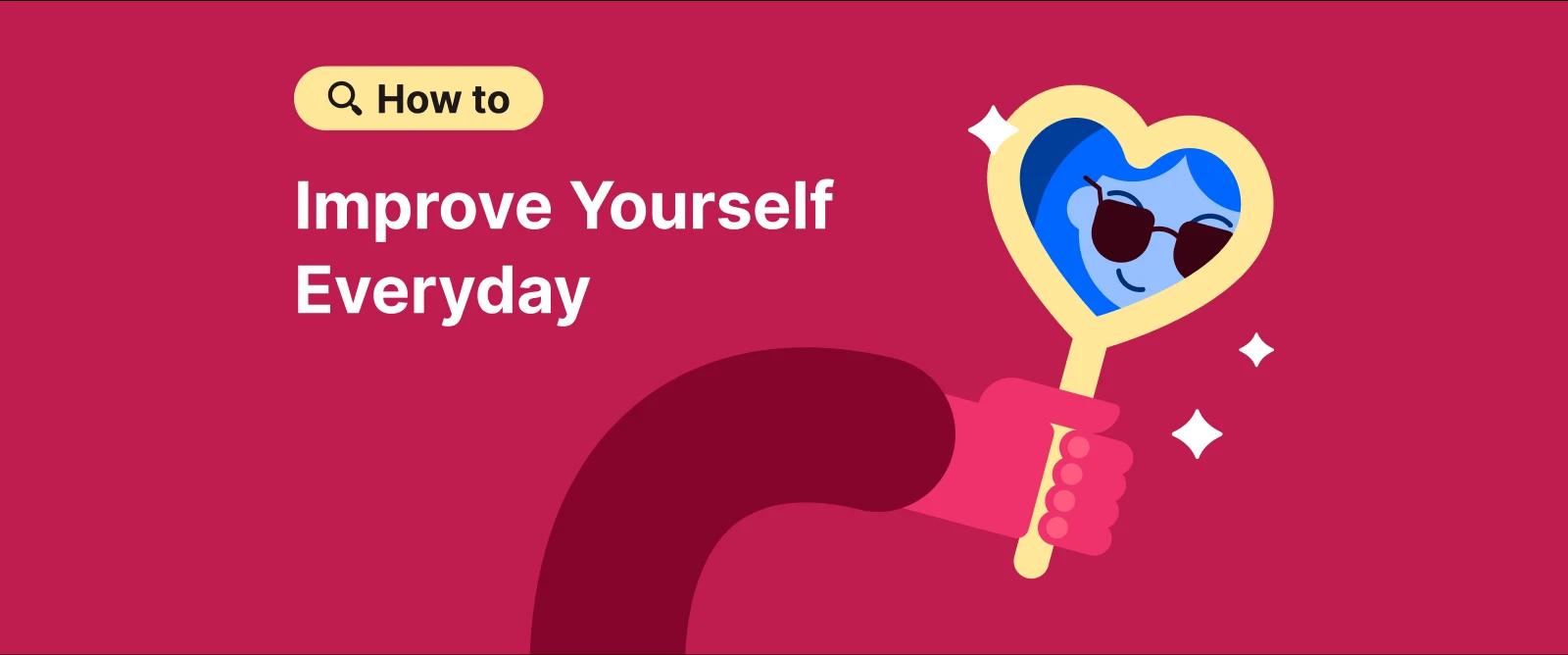 personal growth A hand holds a heart-shaped mirror which reflects a person wearing glasses