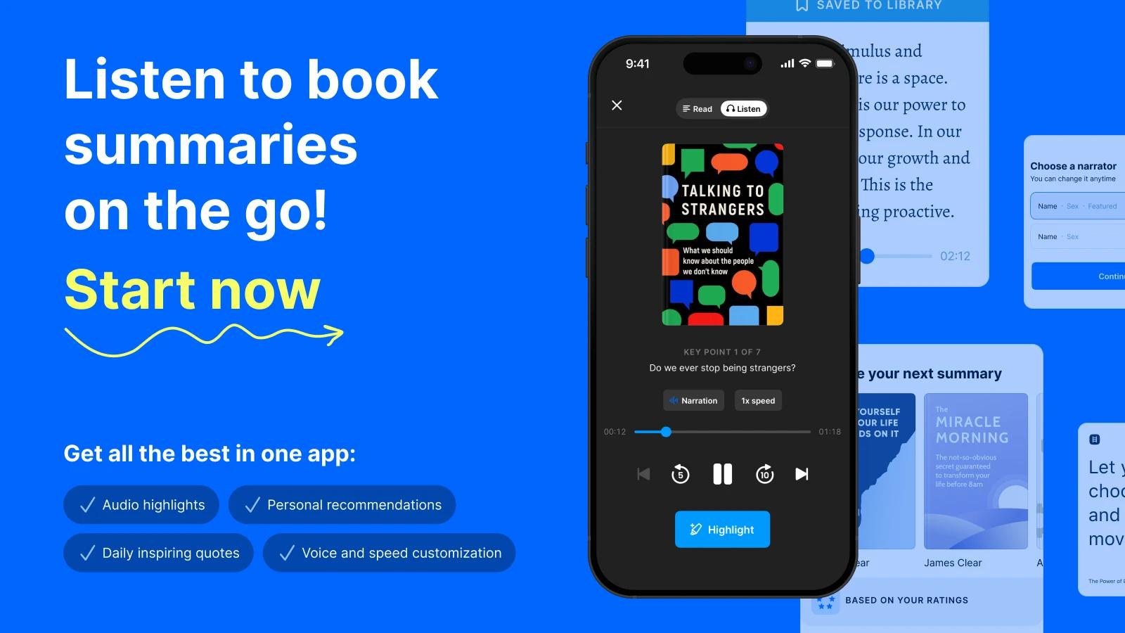 Iphone mockup with talking to strangers book summary audio version