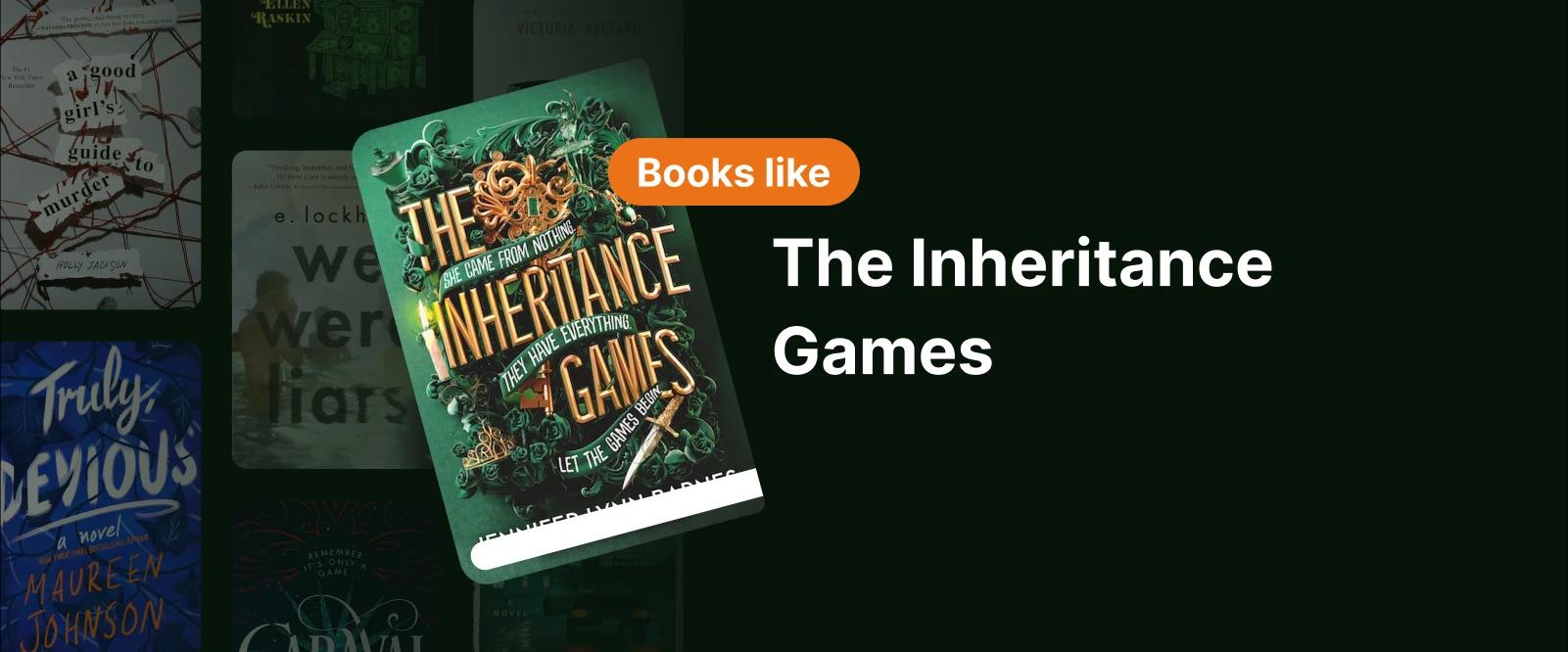 Book cover of The Inheritance Games by Jennifer Lynn Barnes with ornate puzzle-like patterns, representing mystery and inheritance