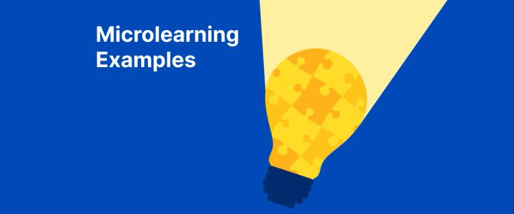 Yellow lightbulb with puzzle pieces on blue background representing microlearning examples and creative problem-solving for learners