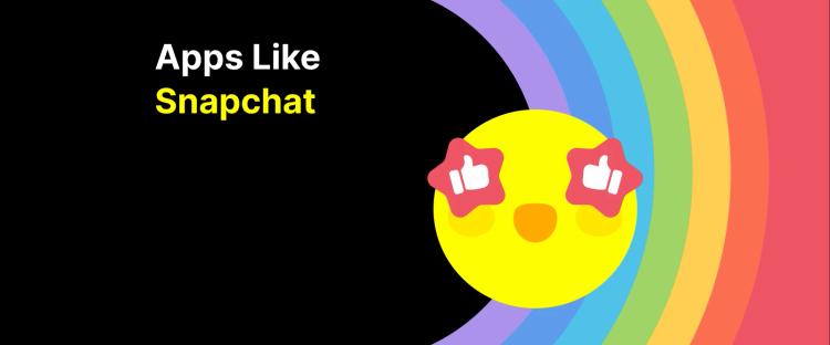 Yellow widely smiling emoji with star-shaped eyes and surrounded by rainbow and sparkles, looking at the apps like snapchat