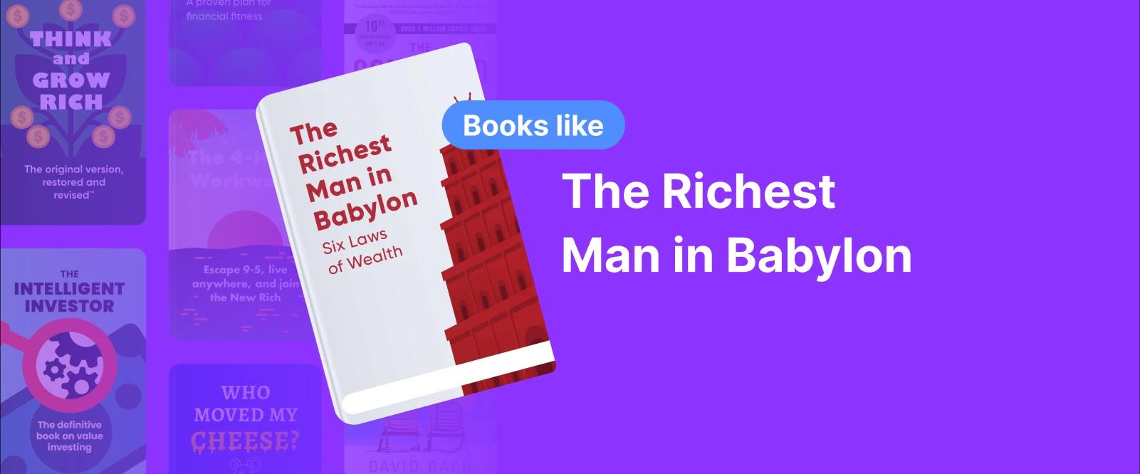 Book cover of The Richest Man in Babylon with a red tower illustration, symbolizing classic wealth-building lessons