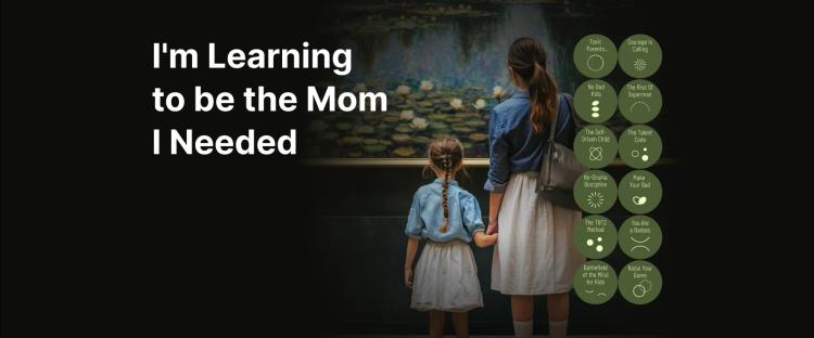 I’m learning to be the mom I needed - A woman and daughter are looking at a painting of water flowers in painting gallery