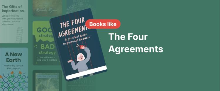 Book cover of The Four Agreements by Don Miguel Ruiz, showing a minimalist figure symbolizing personal freedom