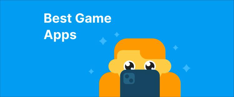 A delighted person holding a phone with sparcles around it, representing best game apps