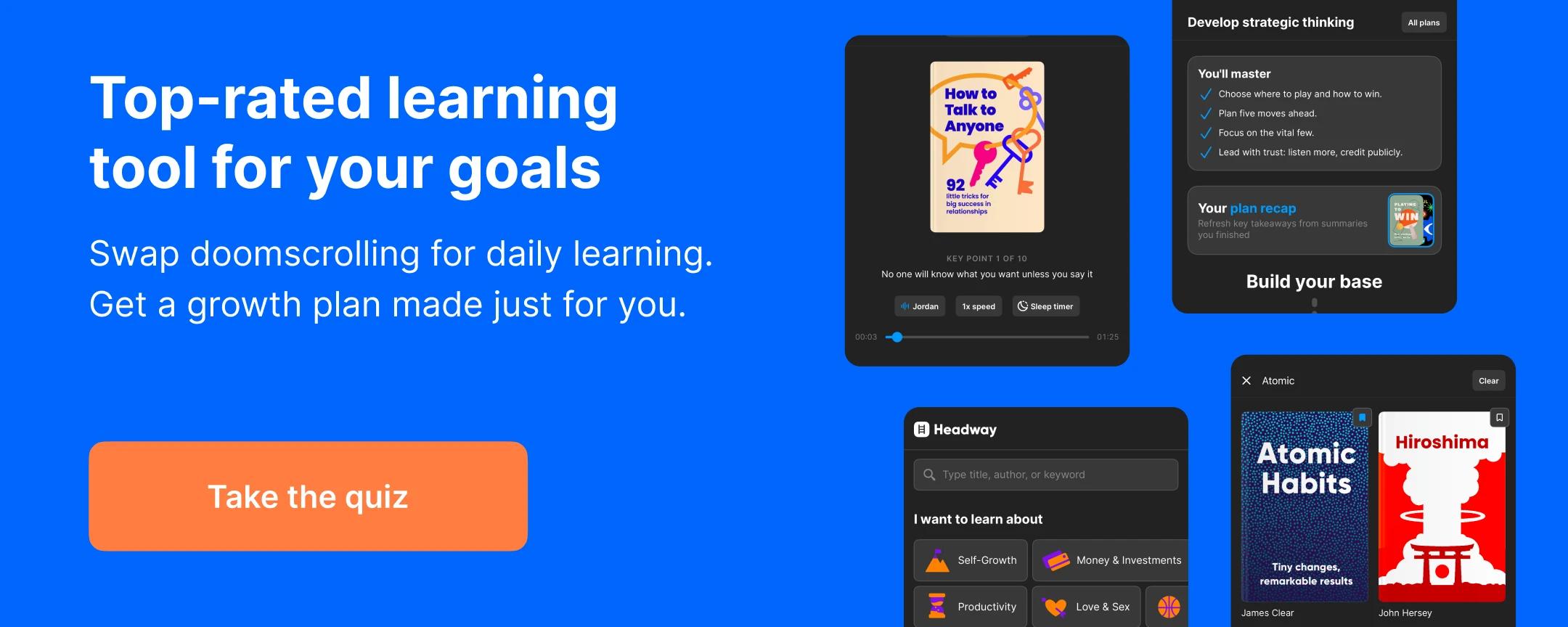 Headway app functiones displayed in a raw