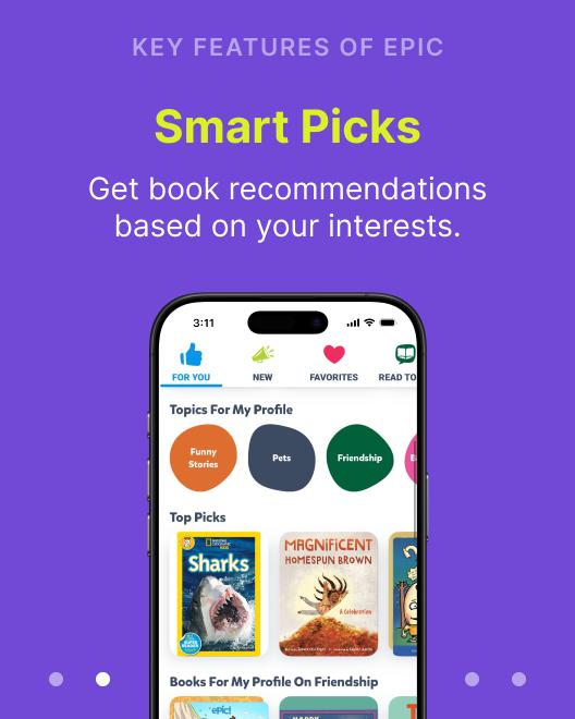 Epic reading app Smart Picks feature showing personalized book recommendations, one of the top apps for book lovers