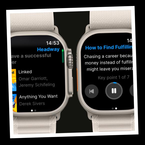 Apple watch mock ups with Headway app screens