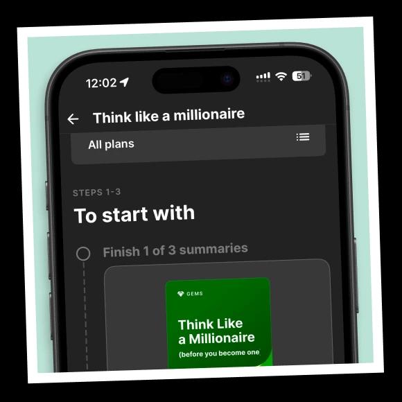 An iPhone mockup with headway app in spanish with book summary of surrounded by idiots