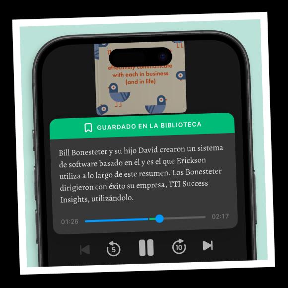 An iPhone mockup with headway app in spanish with book summary of surrounded by idiots