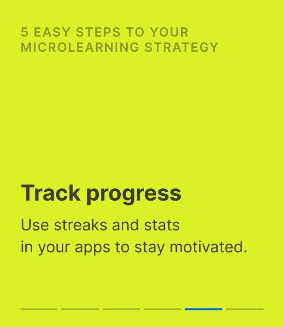 Yellow-green card explaining how microlearning apps use streaks and stats to help learners stay motivated