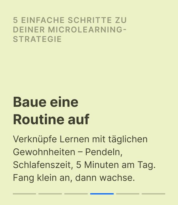 Infografik zu Mikrolernen mit Tipp zum Aufbau einer täglichen Lernroutine als Teil einer Microlearning-Strategie