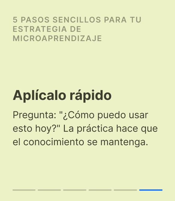 Tarjeta de estrategia de microaprendizaje de color amarillo y verde que incita a los alumnos a preguntarse cómo pueden aplicar nuevos conocimientos el mismo día para que se mantengan