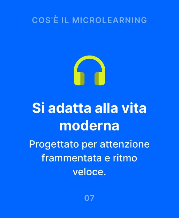 Cuffie gialle su sfondo blu che illustrano come il microlearning si adatta alla vita moderna, progettato per attenzione