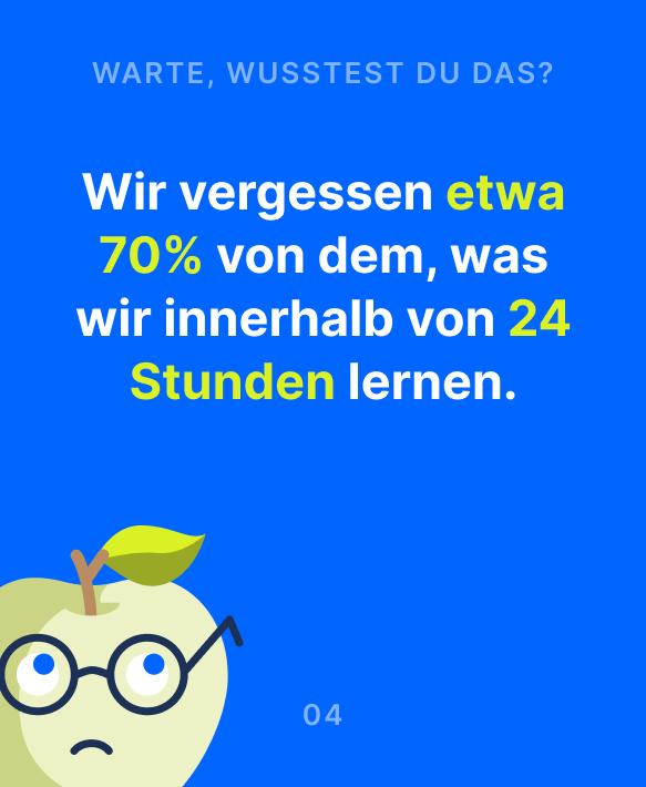 Blaue Grafik zum Thema Was ist Mikrolernen mit Fakt über das Vergessen von 70 Prozent des Gelernten und einer illustrier
